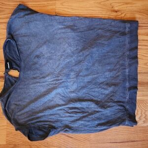 Mono B Charcoal Short Sleeve Top With Keyhole Back